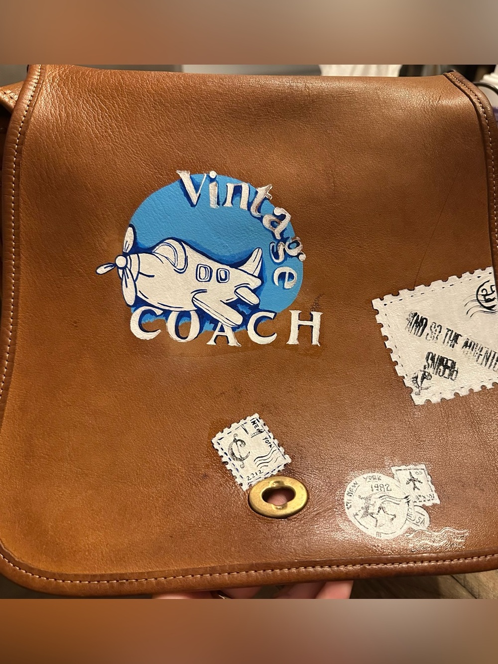 Vintage coach stewardess bag. British tan. Hand painted. - Picture 7 of 13